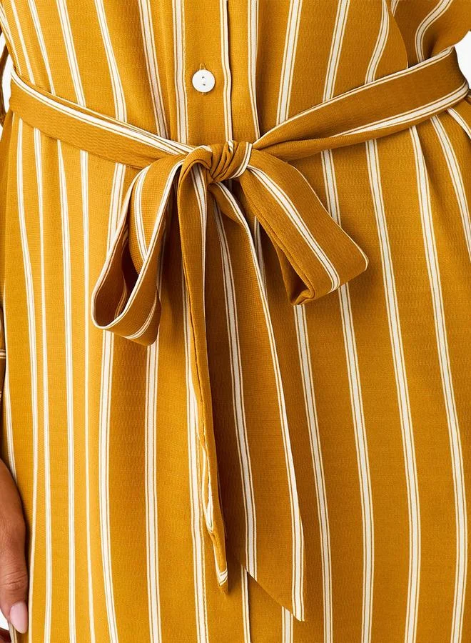Splash FAV Striped Women Shirt Dress with Tie-Up Belt